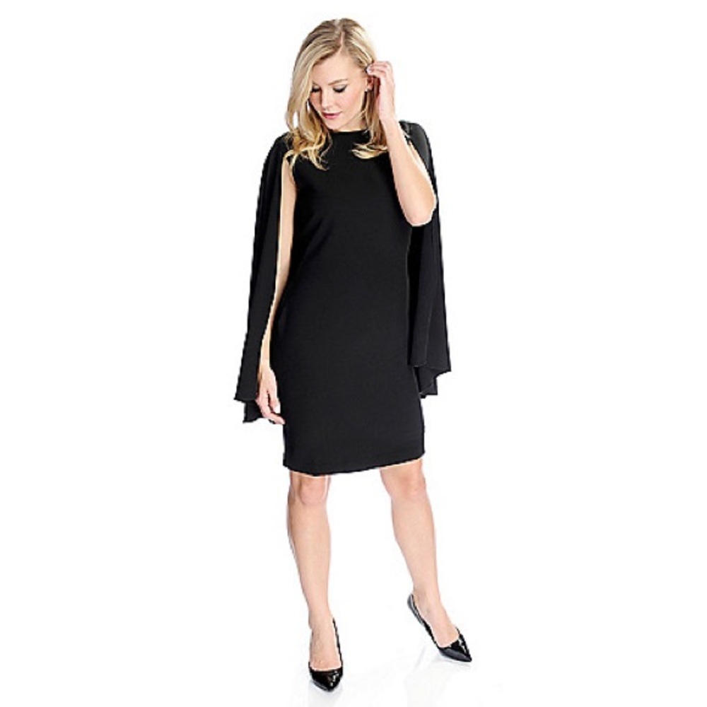 Marc Brouwer Unlimited Elegant Black Sleeveless Cape Dress NEW!